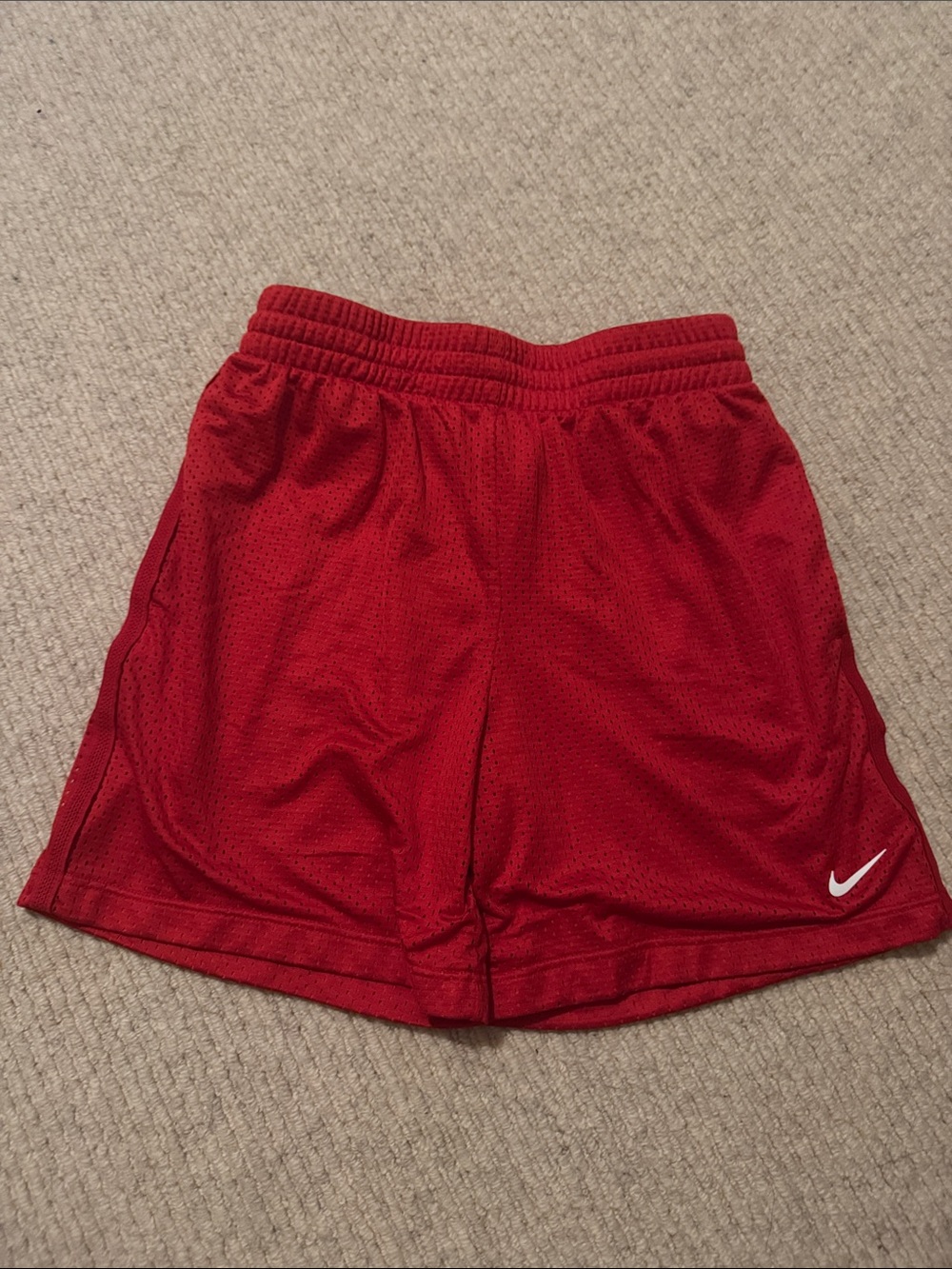 Nike Kids Red Athletic Mesh Shorts with Swoosh